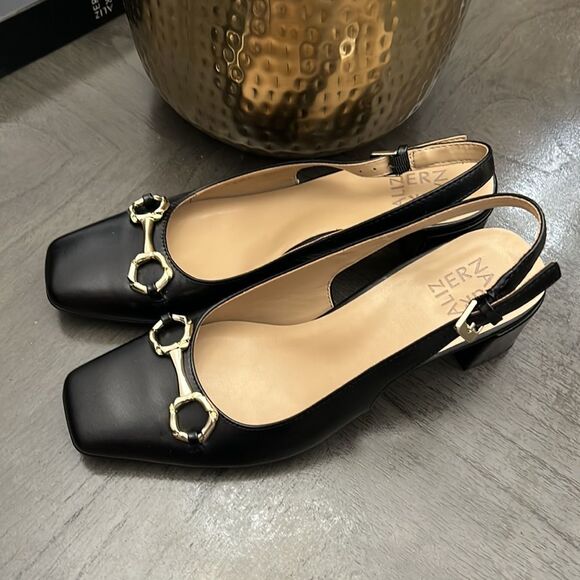 NATURALIZER Keeley Slingback Pumps Women's Shoes In Black Leather - Picture 7 of 11